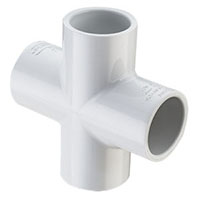 1 Inch (in) Polyvinyl Chloride (PVC) Schedule 40 Cross Fitting (FSW20010)